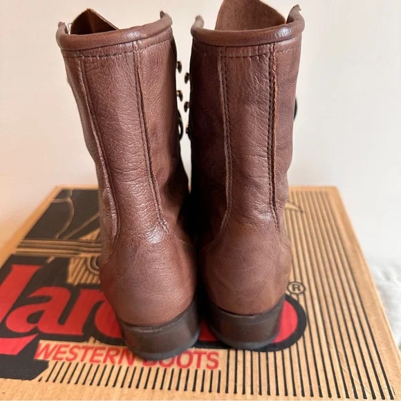 VTG Laredo Western Cowgirl Lace Up Boots Genuine Deer Women’s Size 7 With Box - Picture 4 of 9